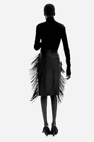 Coated Skirt with Fringe