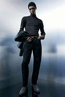 Slim Fit Shimmery Mock Turtleneck Sweater