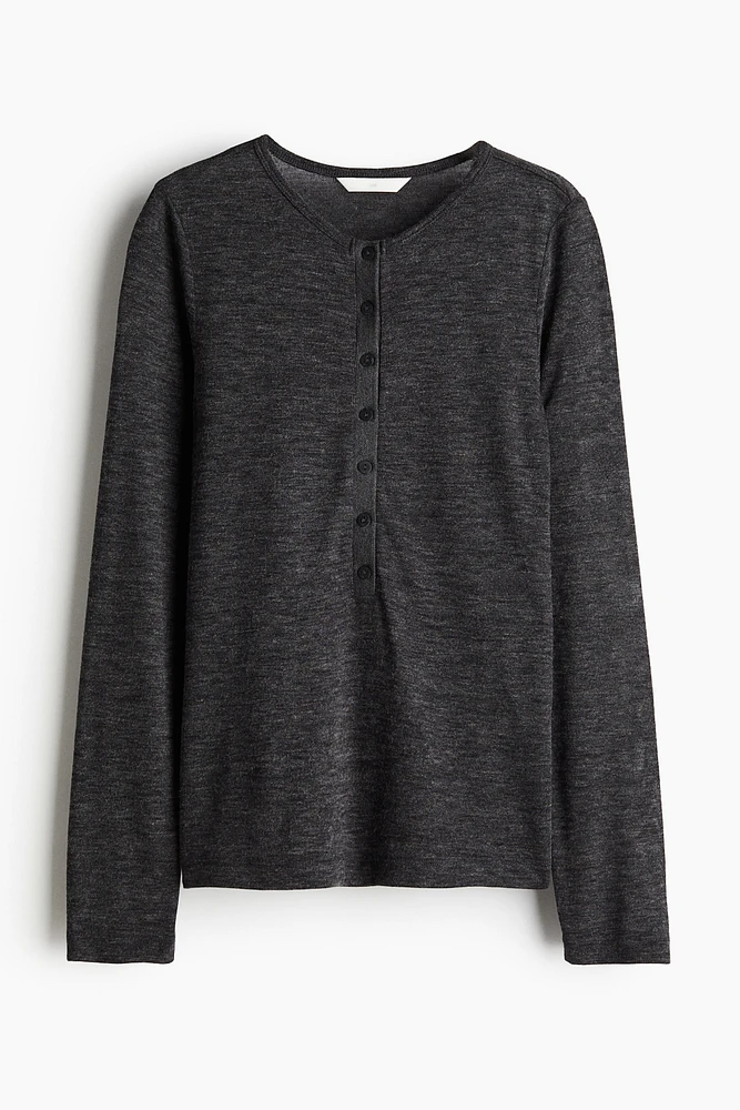 Fine-Knit Henley Shirt