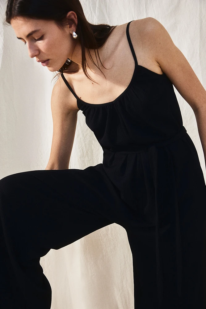 Tie-belt Jersey Jumpsuit