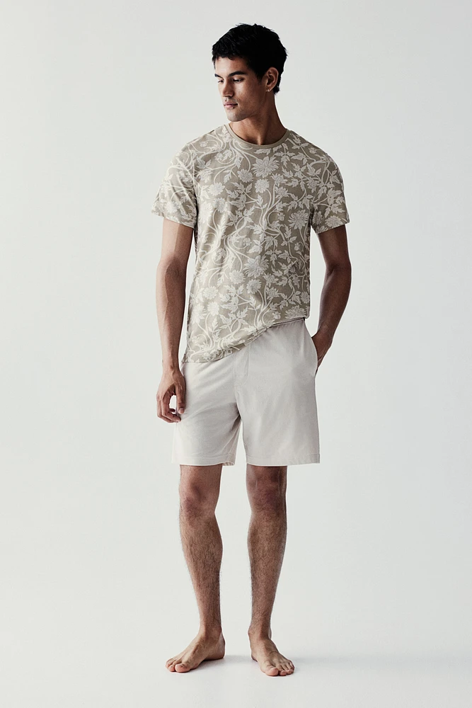 Regular Fit Pajama T-shirt and Shorts