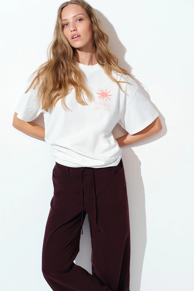 Linen-Blend Drawstring Pants