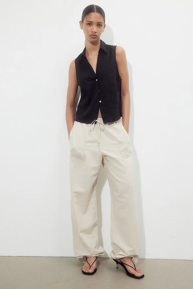 Linen-blend Pull-on Pants