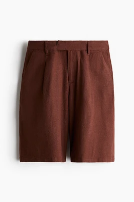 Knee-Length Linen-Blend Shorts