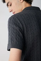 Regular-Fit Cable-Knit Polo Shirt