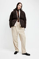 Oversized Drawstring-Waist Puffer Jacket