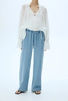 Pantalon MAMA en denim avec cordon de serrage