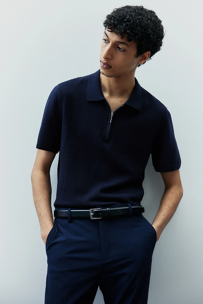 Slim Fit Half-zip Polo Shirt