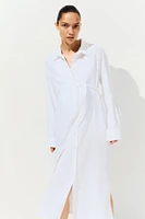 MAMA Linen-Blend Shirt Dress