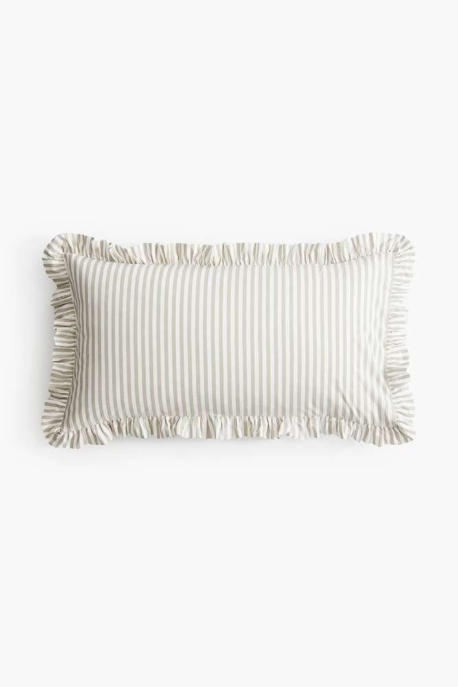 Housse de coussin volantée en coton