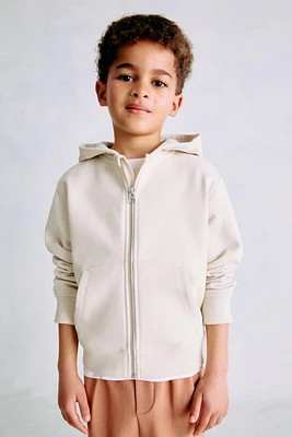 Hooded Cotton Sweatshirt Jacket