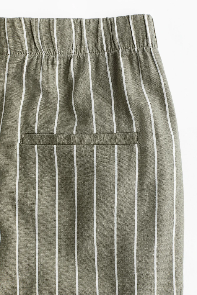 Wide-Leg Linen-Blend Pants