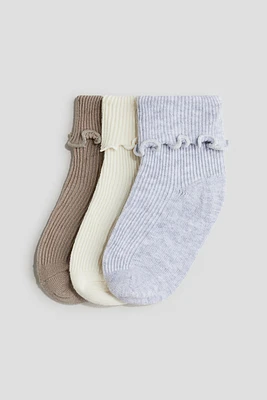 3-pack Socks with Overlocked Foldover Cuffs
