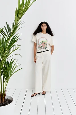 Wide-Leg Linen-Blend Pants
