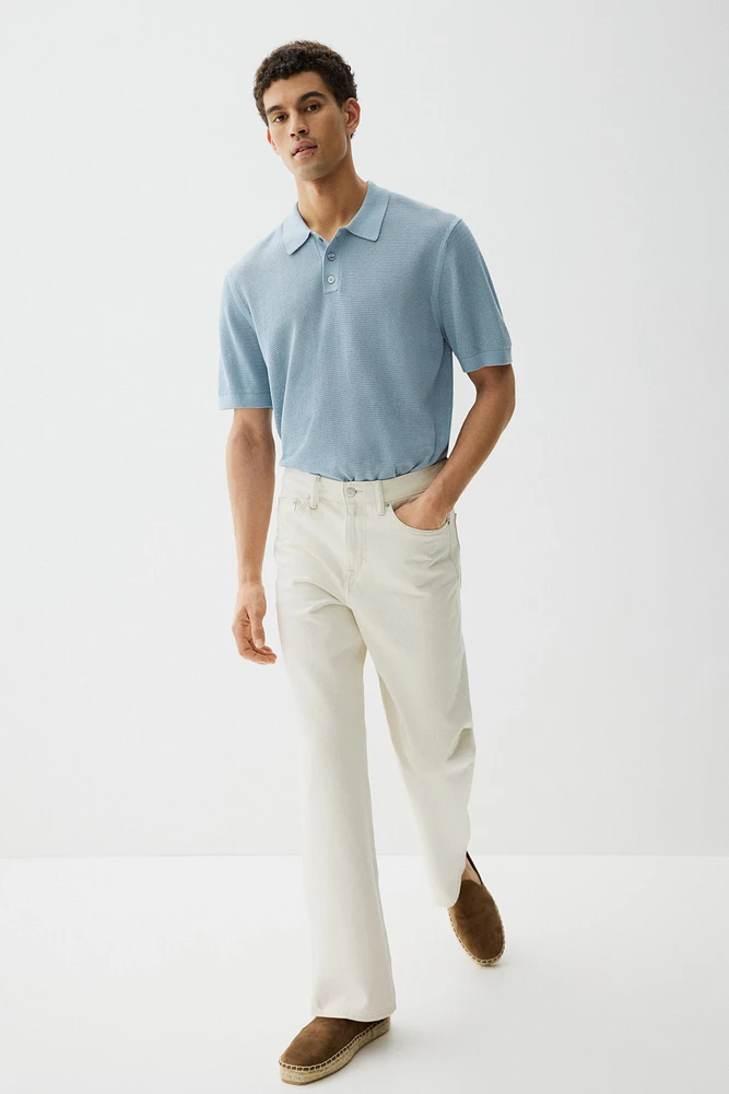 Regular-Fit Hole-Knit Polo Shirt