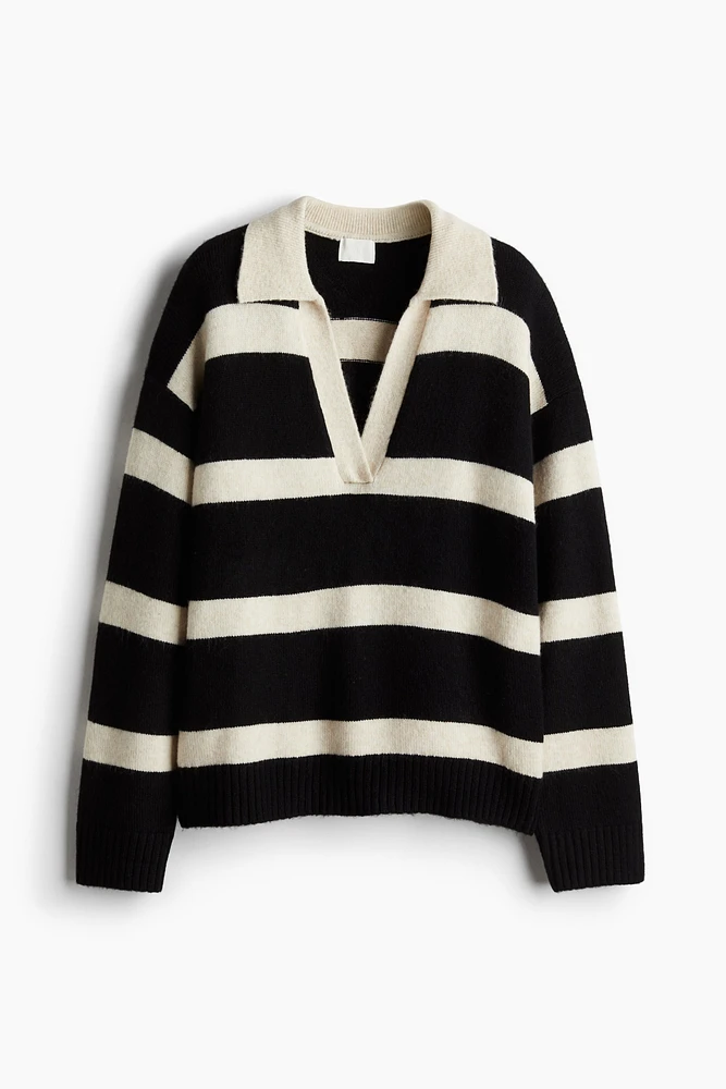 Fine-knit Collared Sweater