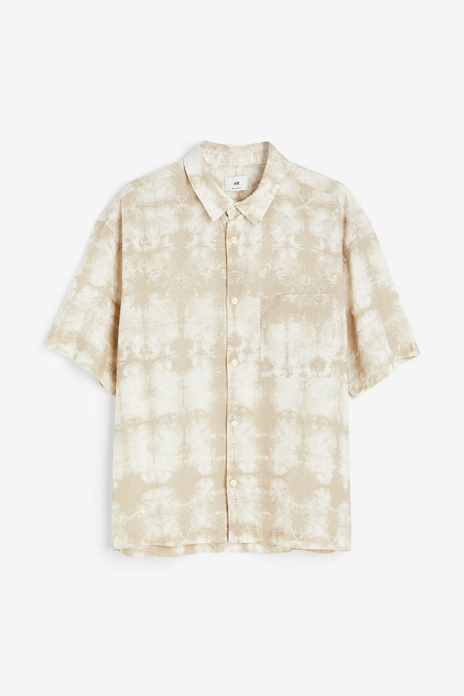 Relaxed Fit Short-sleeved Linen-blend Shirt