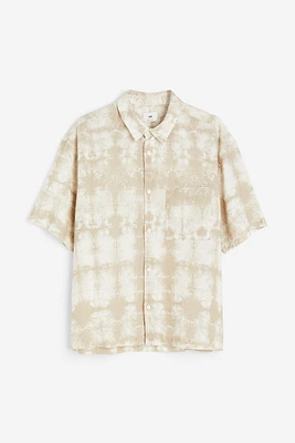 Relaxed Fit Short-sleeved Linen-blend Shirt