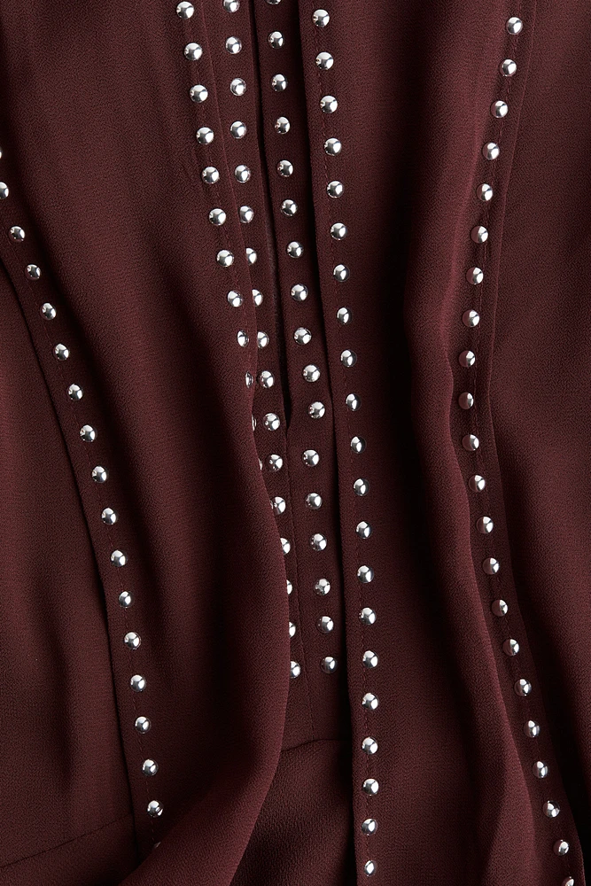 Stud-Detail Chiffon Dress