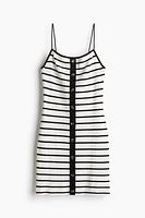 Button-Front Rib-Knit Dress