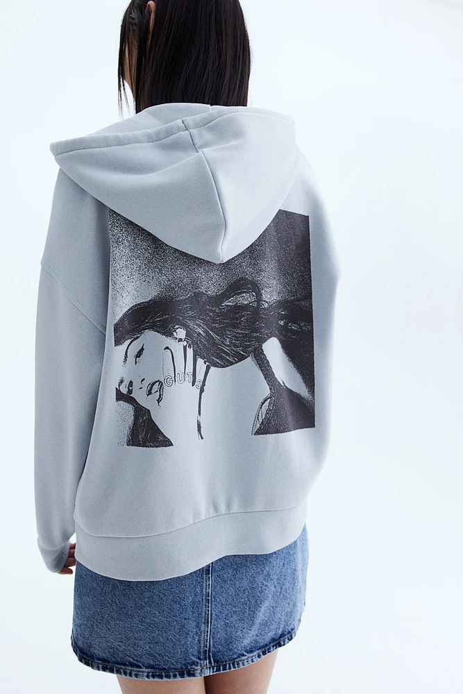Oversized Hooded Jacket with Motif