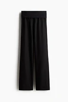 Foldover-Waist Linen-Blend Pants