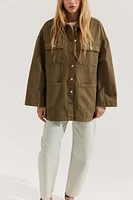 Tie-Belt Denim Jacket