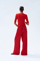 Pantalon large avec taille élastique