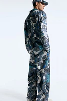 Abstract-Patterned Silk Pajama Pants