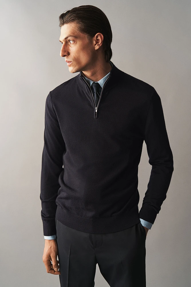 Slim Fit Half-Zip Merino Wool Sweater