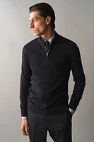 Slim Fit Half-Zip Merino Wool Sweater