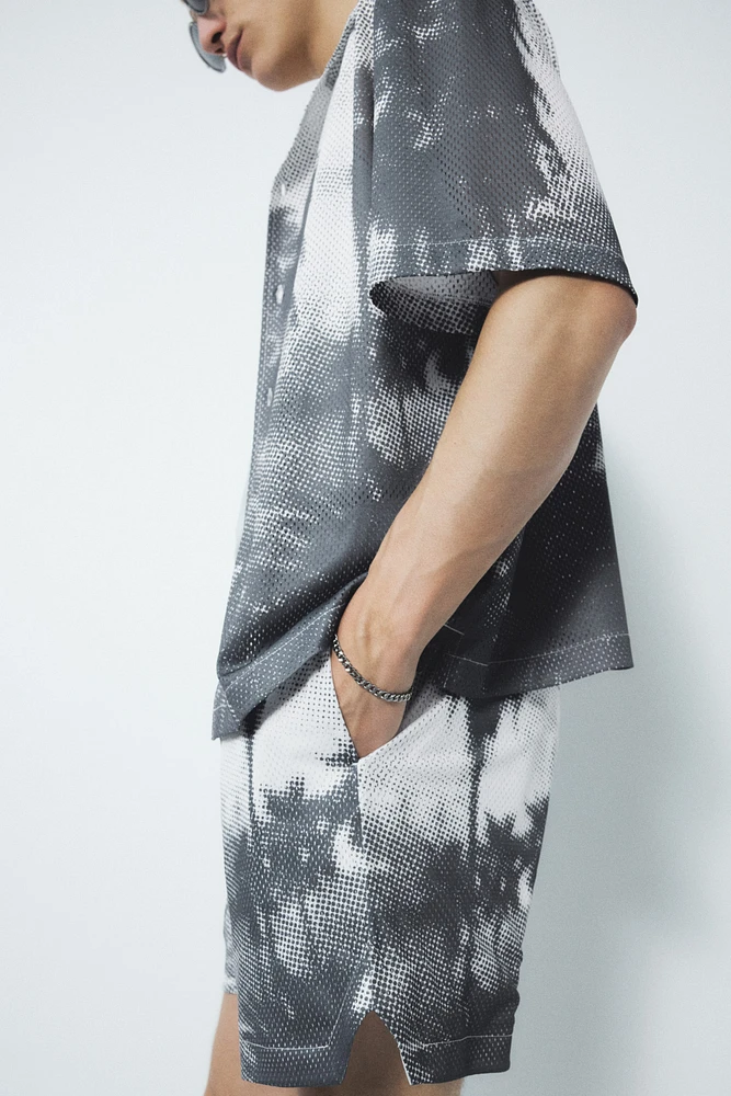 Regular-Fit Printed Mesh Shorts