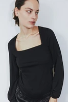 MAMA Square-neck Jersey Top