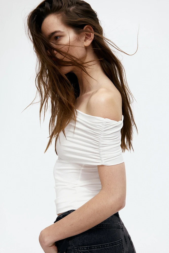 Gathered off-the-shoulder top