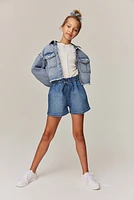 Denim Paper-bag Shorts