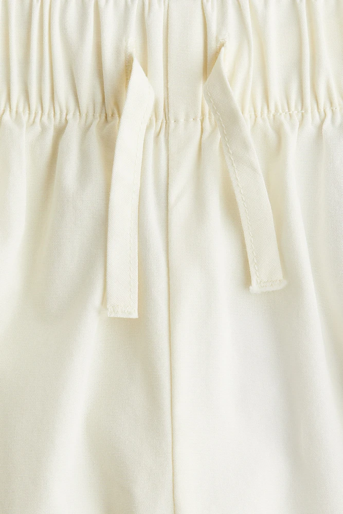 Cropped Pants with Eyelet Embroidery