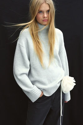 Fine-Knit Mock Turtleneck Sweater