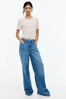 Short-Sleeved Fine-Knit Cardigan
