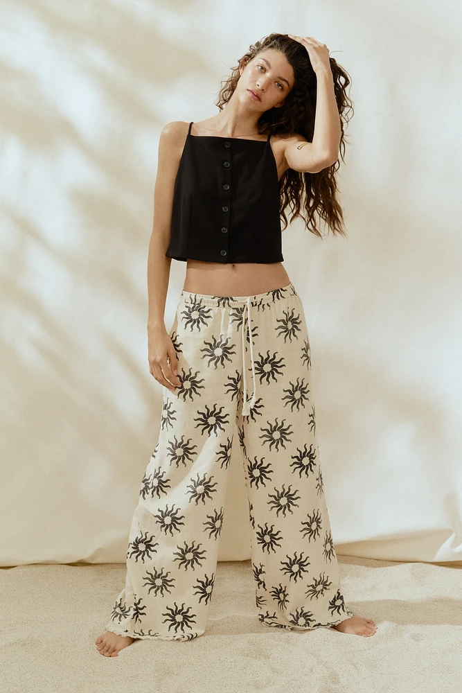 Pantalon en lin mélangé avec cordon de serrage