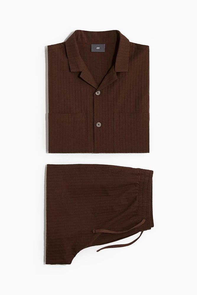 Cotton pyjama shirt and shorts