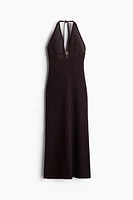 Embellished pointelle-knit dress