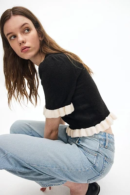 Ruffle-Trimmed Knit Top