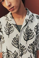 Chemise classique en lin mélangé avec col cubain