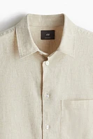 Regular-Fit Short-Sleeved Linen-Blend Shirt