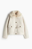 Twill Jacket with Fluffy Collar