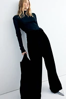 Wide-Leg Velvet Pants