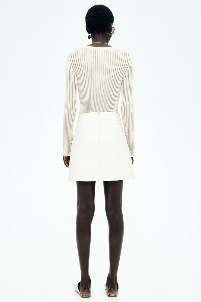 Sheer Rib-Knit Top