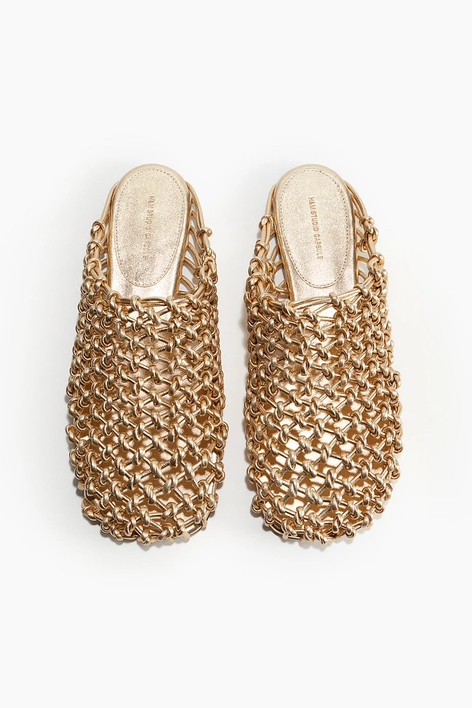 Mules nouées en cuir