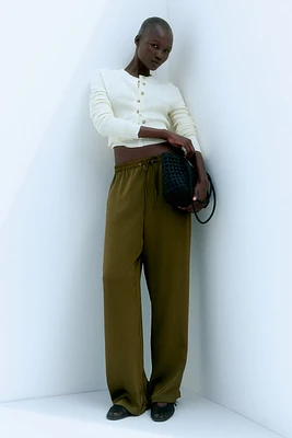 Pantalon large avec taille élastique