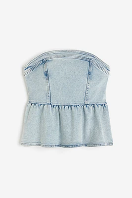 Denim Bustier Top with Peplum